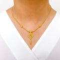 Dressy Beaded Accented 22k Gold Necklace Set