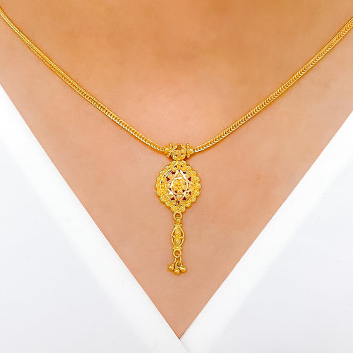 Petite Tassel Style 22k Gold Necklace Set