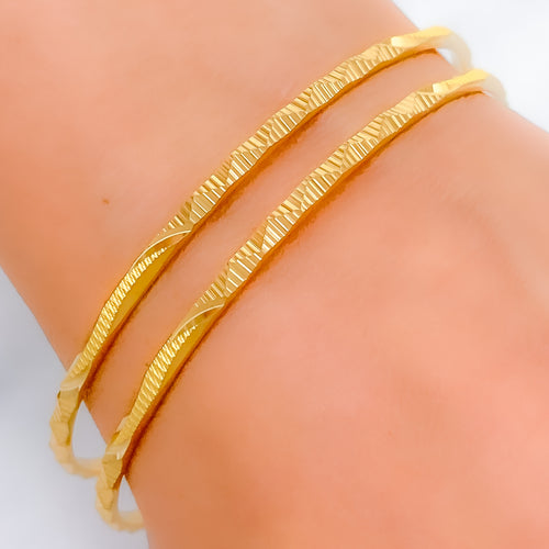 Timeless Evergreen Reflective 22k Gold Bangles