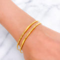 Timeless Evergreen Reflective 22k Gold Bangles