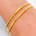 Timeless Evergreen Reflective 22k Gold Bangles