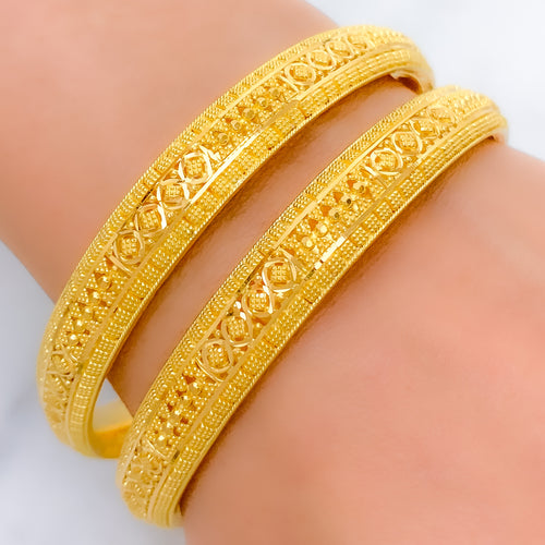 Stately Gold Bangle 22k Gold Pair