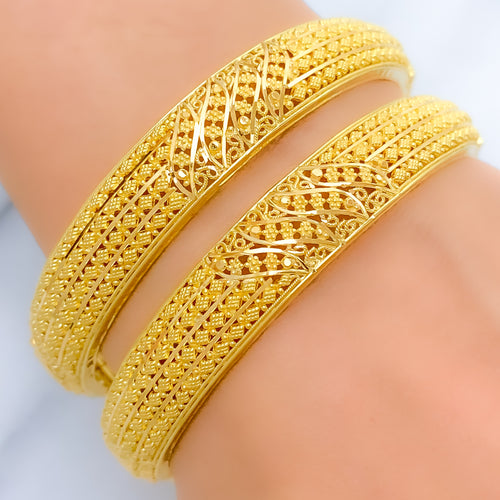 Reflective Grand Filigree Bangle 22k Gold Pair