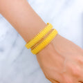 Symmetrical Matte Textured 22k Gold Bangles