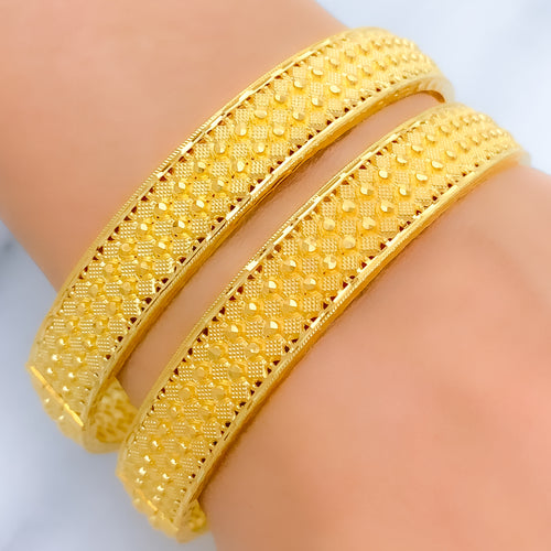 Symmetrical Matte Textured 22k Gold Bangles