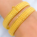 Symmetrical Matte Textured 22k Gold Bangles