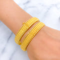 Symmetrical Matte Textured 22k Gold Bangles