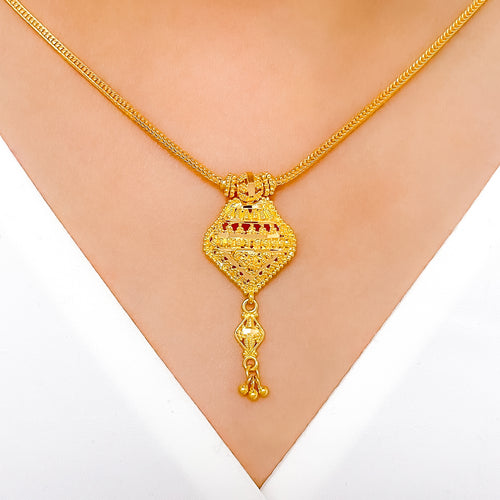 Trendy Drop 22k Gold Necklace Set