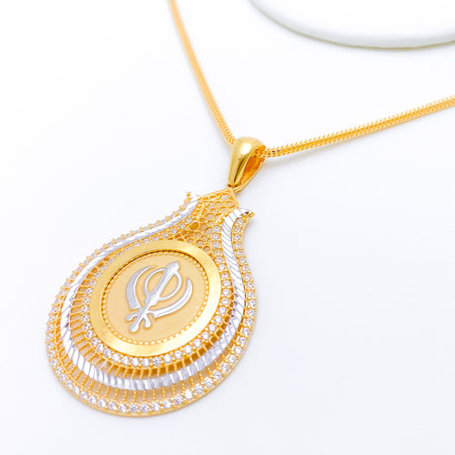 Opulent Two-Tone Dome Khanda Pendant