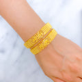 Exquisite Posh Floral 22k Gold Bangles