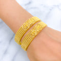 Exquisite Posh Floral 22k Gold Bangles