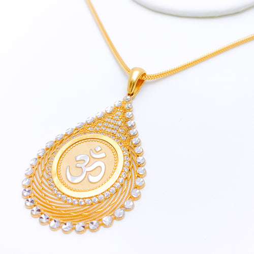 Elevated Pear Drop 22k Gold OM Pendant
