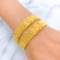 Exquisite Posh Floral 22k Gold Bangles