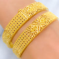 Exquisite Posh Floral 22k Gold Bangles