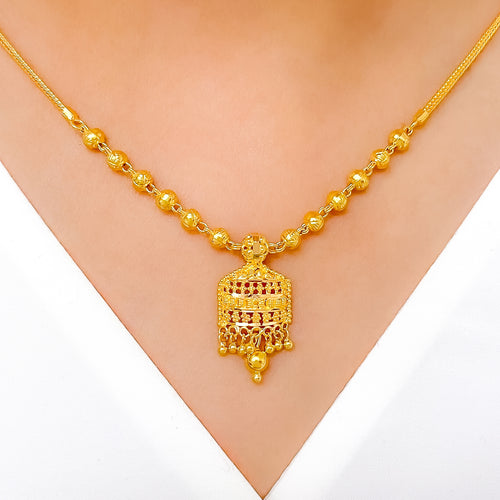 Special Gold Beaded 22k Gold Necklace Set