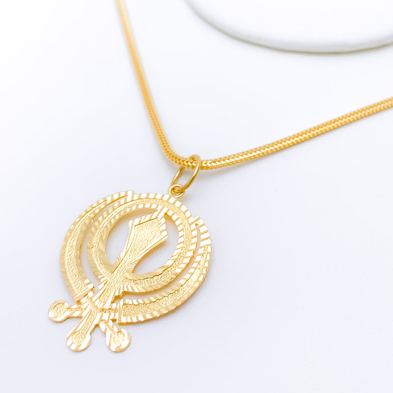 Shimmering 22k Gold Khanda Pendant