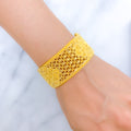 Regal Flower Adorned Gold 22k Gold Cuff