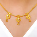 Triple Drop Nobel 22k Gold Necklace Set