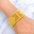 Regal Flower Adorned Gold 22k Gold Cuff