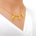 Triple Drop Nobel 22k Gold Necklace Set