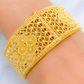 Regal Flower Adorned Gold 22k Gold Cuff