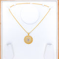Round Reflective Petals Ganesha 22k Gold Pendant