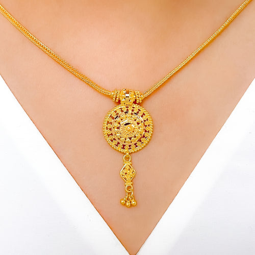 Rounded Classic 22k Gold Necklace Set