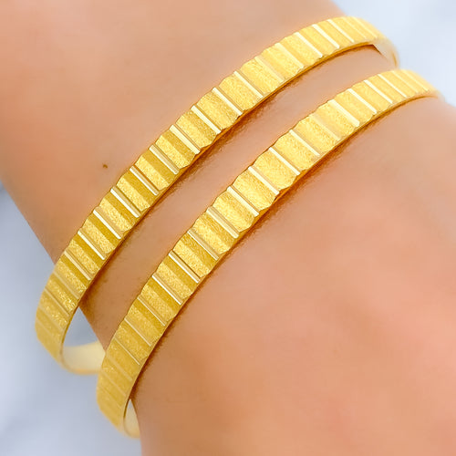 Contemporary Sand Finish Bangle Pair