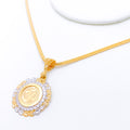 Petite Two-Tone Floral OM 22k Gold Pendant