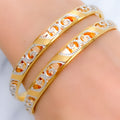 Ethereal Two-Tone Swirl 22k Gold Bangle Pair