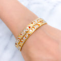 Ethereal Two-Tone Swirl 22k Gold Bangle Pair