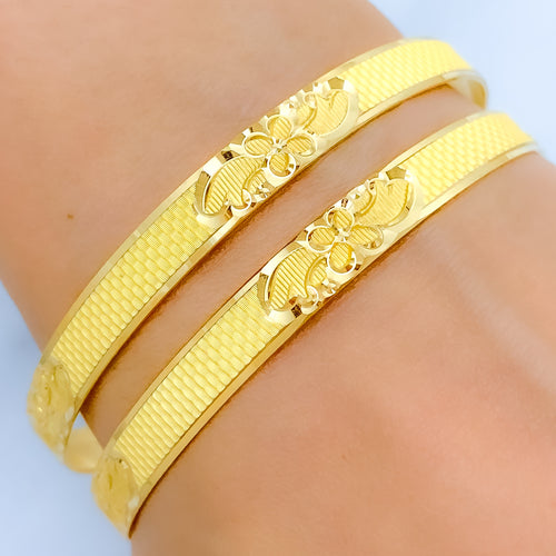 Posh Engraved Floral Bangles