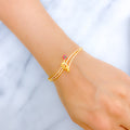 Chic Dainty Flower CZ Bangle 22k Gold Bracelet