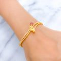 Chic Dainty Flower CZ Bangle 22k Gold Bracelet