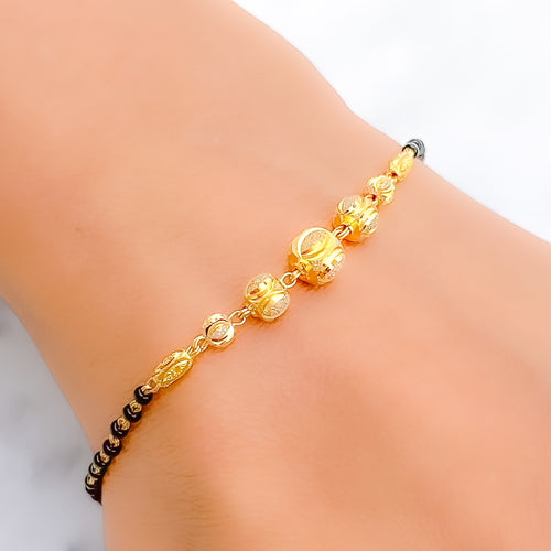 Sparkling Graduated Bead 22k Gold Bracelet