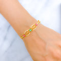 Floral Symmetrical CZ Bangle 22k Gold Bracelet