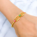 Floral Symmetrical CZ Bangle 22k Gold Bracelet