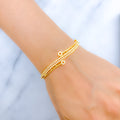 Delicate Flowing CZ Bangle 22K Gold Bracelet