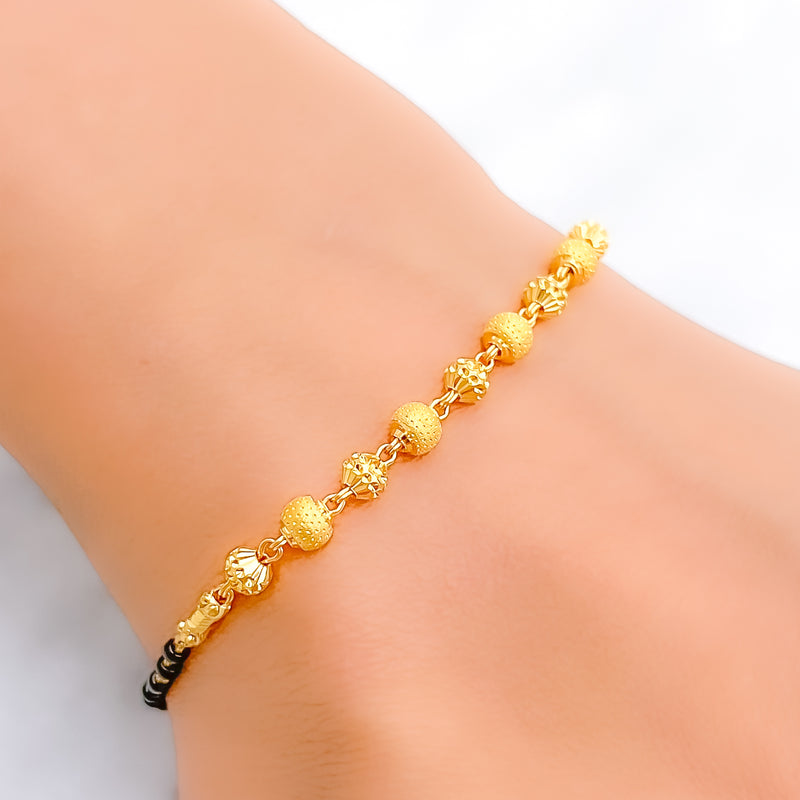 Dainty Alternating Bead 22k Gold Bracelet