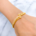 Delicate Flowing CZ Bangle 22K Gold Bracelet