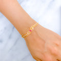 Classy Pink Flower Bangle 22k Gold Bracelet