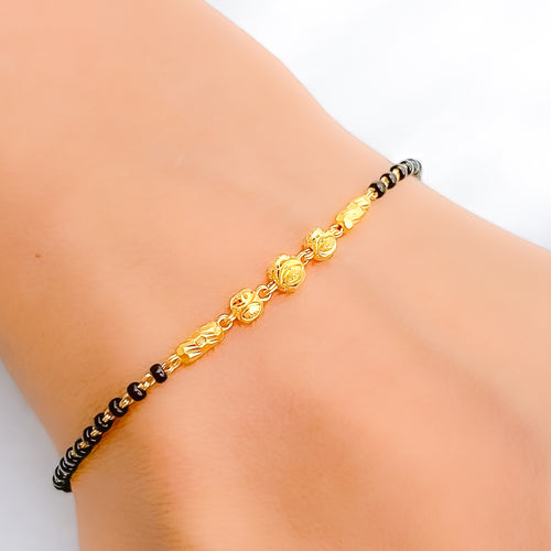 Sleek Lightweight Black 22k Gold Bead Bracelet