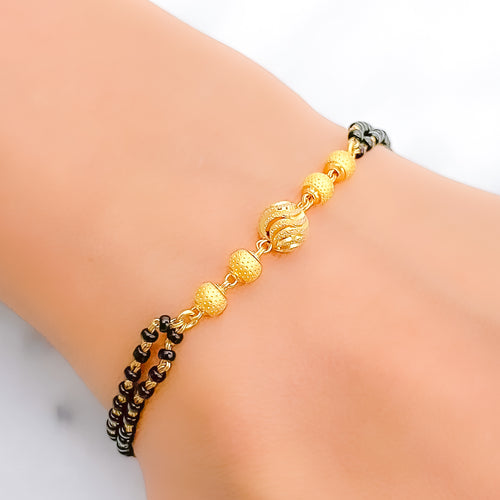 Shimmering Two-Chain Orb 22k Gold Bracelet