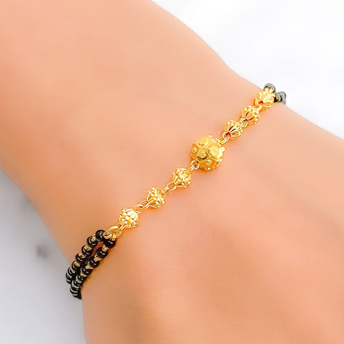 Reflective High Finish Bead 22k Gold Bracelet