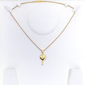 22k-gold-Dangling Dual Heart CZ Pendant 