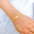 Sleek Sparkling CZ Charm 22k Gold Bracelet