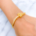 Blooming CZ Clover Charm 22k Gold Bracelet