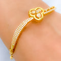 Blooming CZ Clover Charm 22k Gold Bracelet