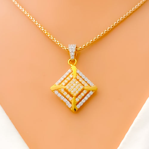 22k-gold-Dazzling Geometric CZ Pendant 