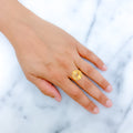 Shiny Two-Tone Chain Link 22k Gold Ring